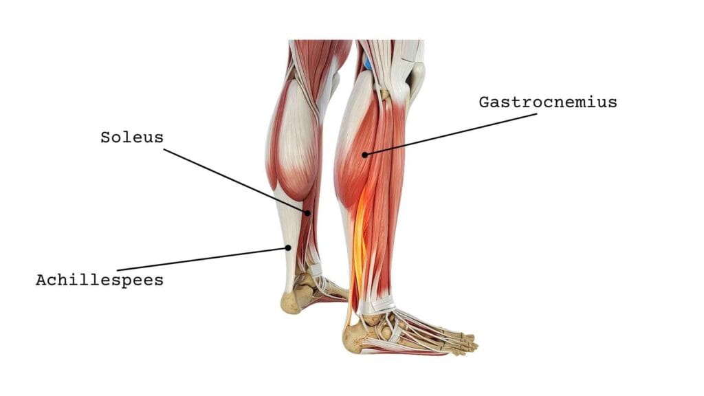 De kuitspieren, ook wel bekend als de triceps surae. De kuitspieren bestaan uit de soleus en de gastrocnemius. De soleus is een spier die dieper ligt dan de gastrocnemius.