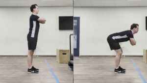 oefeningen knie artrose : Goodmorning oefening, deze oefening richt zich op de hamstrings.