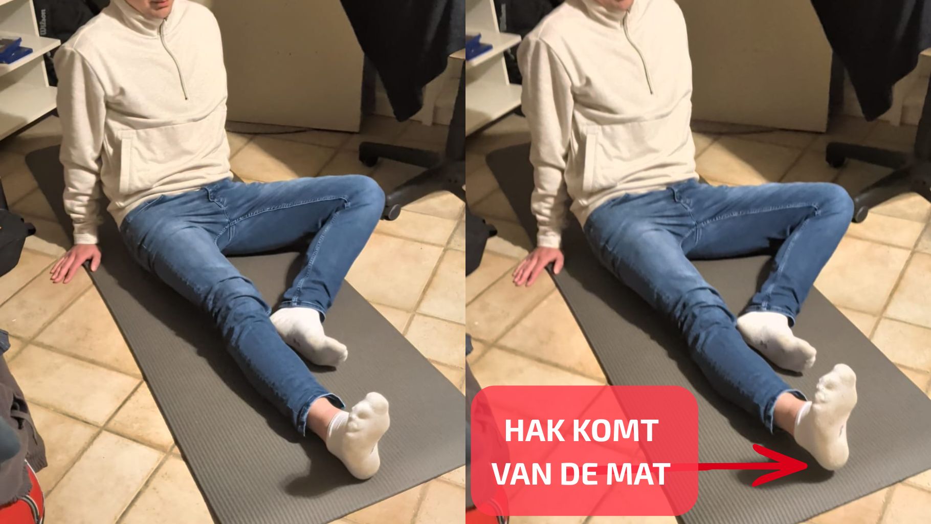 Artrose knie oefeningen: volledige extensie van de knie.