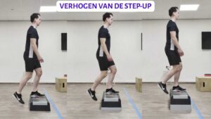 Artrose in heup en knie: zorg bij knie/heupartrose ervoor dat je stapsgewijs opbouwt in de moeilijkheidsgraad van de oefeningen. Bij de step-up kun je step steeds hoger maken of gewicht toevoegen.
